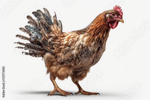 brown hen isolated on white background. 3D illustration