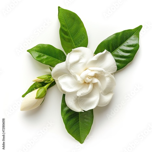 gardenia flower white background isolated, generative ai