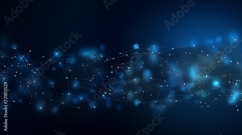 Blue abstract background with a network grid and particles connected . B008