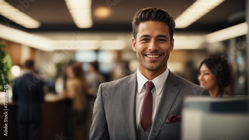 Close-up high-resolution image of a successful stockbroker working in his office.