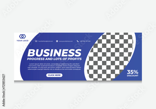 modern landscape banner slanted circle blue and white business company rectangular design size