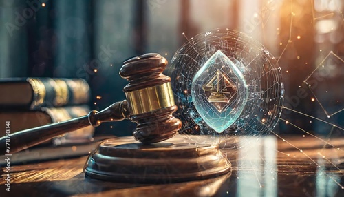 AI ethics and legal concepts artificial intelligence law and online technology of legal regulations Controlling artificial intelligence technology is a high risk.