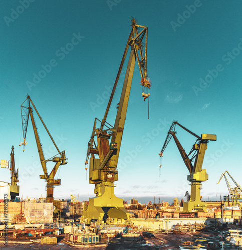 High cranes in the Gdańsk Stocznia, old shipyard