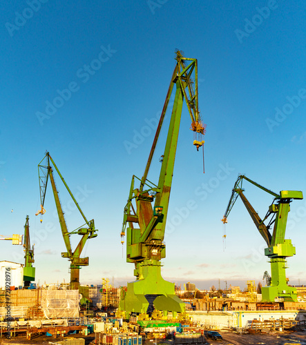 High cranes in the Gdańsk Stocznia, old shipyard