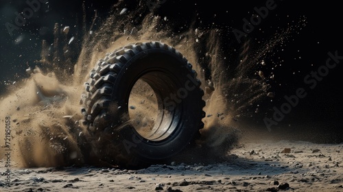a tire in the sand