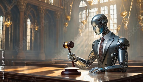 AI ethics and legal concepts artificial intelligence law and online technology of legal regulations Controlling artificial intelligence technology is a high risk. 