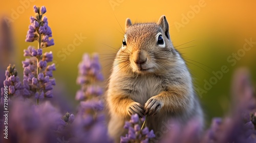 Squirrels on the meadow in bloom are the common ground squirrel and the european squirrel, suslik spermophilus citellus.