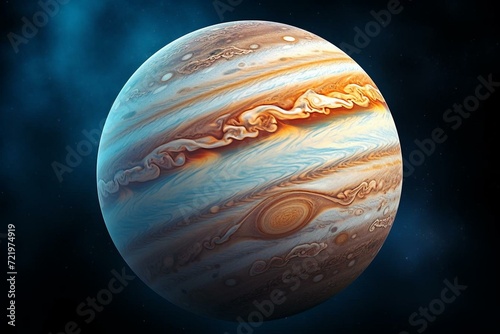 A space planet resembling Jupiter with a wallpaper-like appearance. Generative AI