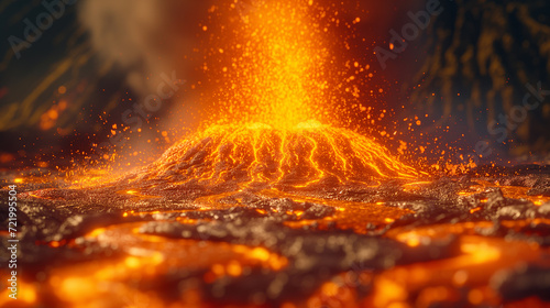 火山から噴出するマグマ