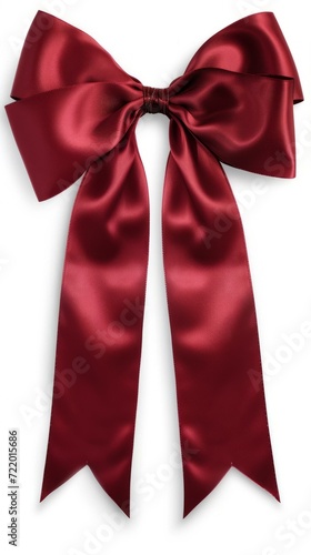 Burgundy red double layered bow with long tails