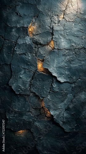dark cracked stone wall with glowing cracks