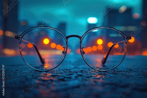 Glasses that adjust correctly eyesight from blurred to sharp. Generative AI