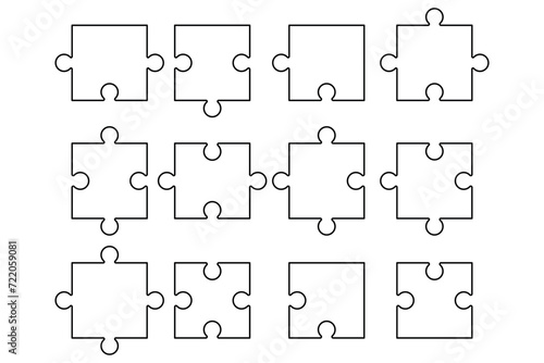 Puzzle pieces separated outline