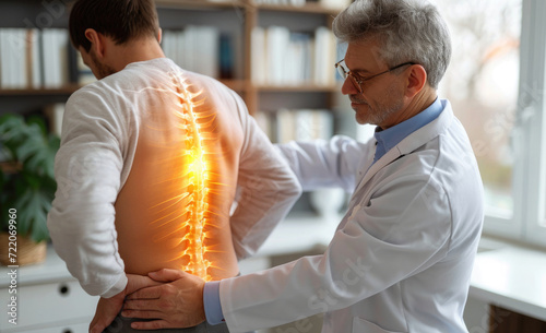 chiropractor treating patient's back pain