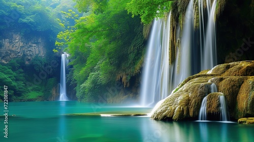 The view of the waterfall is very beautiful