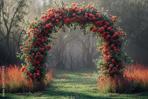 Illustration of a wedding arch adorned with flowers and greenery