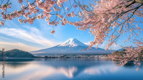 cherry trees and Mount Fuji