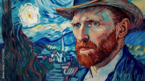 Van Gogh's Vision: An Impressionist Self-Portrait with Expressive Brushwork and Iconic Style
