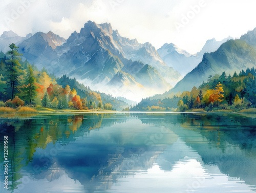 Tranquil Lake Watercolor