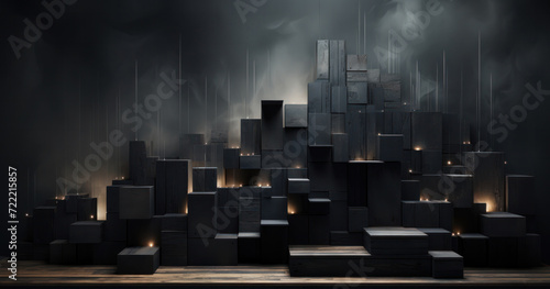 A wallpaper with black wooden blocks signifies organization in business, generative AI