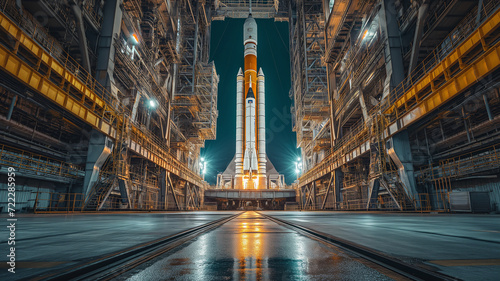 A rocket waiting to launch into space