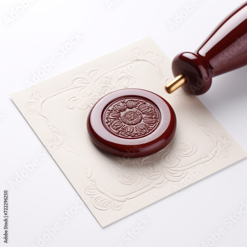 wax vintage facsimile seal on a sheet of paper