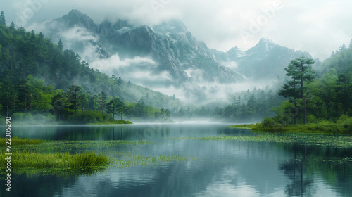 landscape with fog