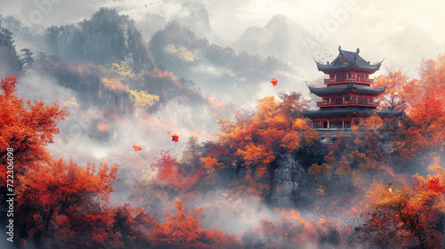 chinese temple in the morning