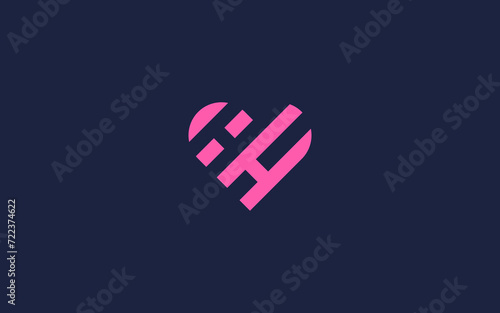 letter hh with heart logo icon design vector design template inspiration