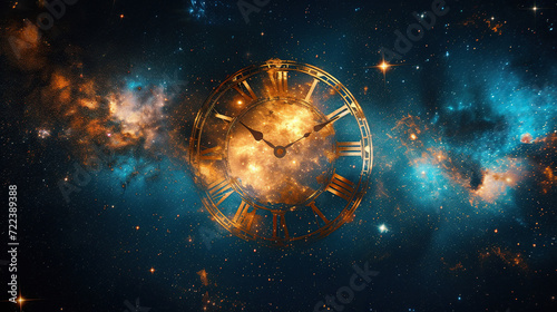 concept of time through space , clock and time in space