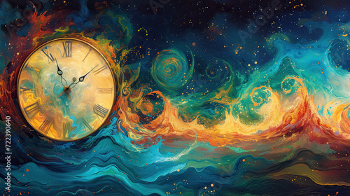 concept of time and clock around the globe and universe in creative style