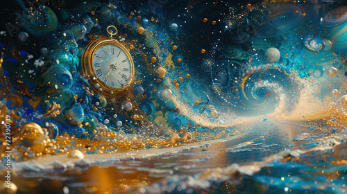 concept of time and clock around the globe and universe in creative style