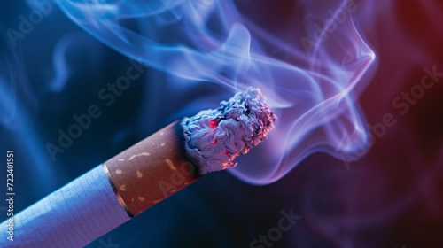 Closeup Of a Cigarette Burning with Smoke