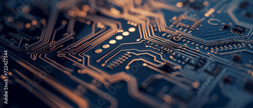 The intricate pathways of a circuit board trace the blueprint of modern computing power