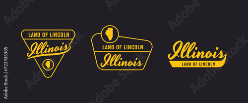Illinois - Land of Lincoln. Illinois state logo, label, poster. Vintage poster. Print for T-shirt, typography. Vector illustration