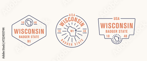 Wisconsin - Badger State. Wisconsin state logo, label, poster. Vintage poster. Print for T-shirt, typography. Vector illustration