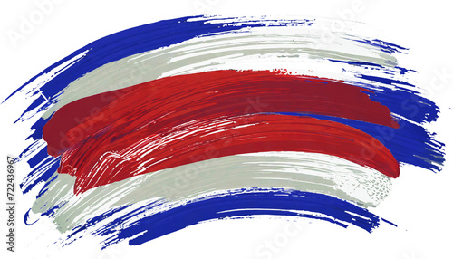 Representación de la bandera de Costa Rica, realizada con pinceldas con los colores representativos de a bandera, sobre un fondo transparente