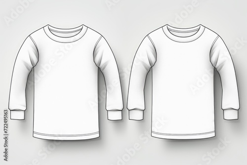 A simple white long sleeved t-shirt template on a neutral gray background. Perfect for showcasing designs or creating mockups