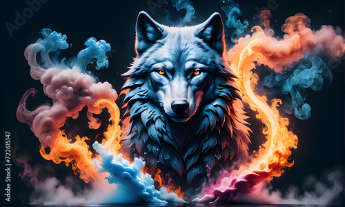 wolf in fire