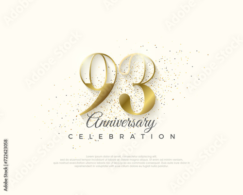 Elegant and luxurious 93rd anniversary design. Premium vector for poster, banner, celebration greeting.