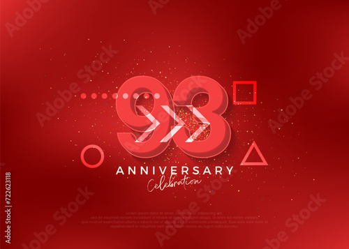 Strong design for 93rd anniversary celebration. with bold red color. Premium vector for poster, banner, celebration greeting.