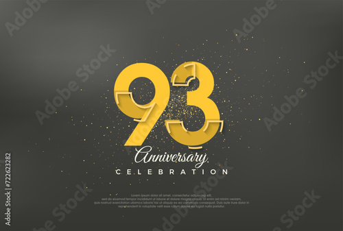 Anniversary number modern, premium vector background for 93rd anniversary. Premium vector for poster, banner, celebration greeting.