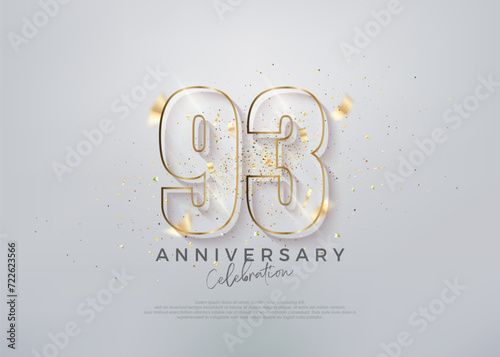 Modern number 93rd with unique glass numerals. premium vector for celebration design. Premium vector for poster, banner, celebration greeting.