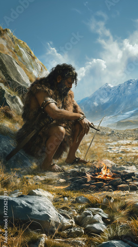 Caveman around the fire - Neanderthal - History