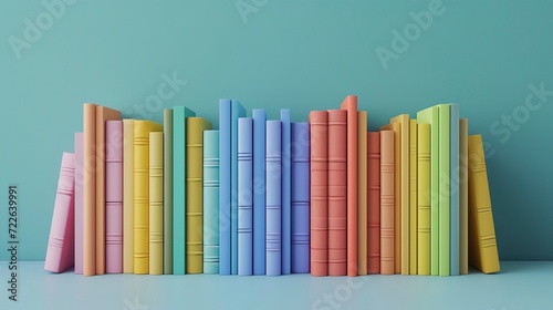 3D render of colorful books collection
