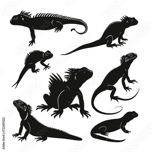 lizard silhouette vector set design