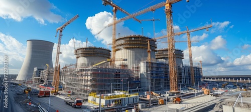 Nuclear power plant construction project. Generative AI technology. 