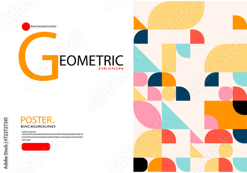 Abstract geometric pattern bauhaus background graphic design for web, poster, banner, template, landing page.