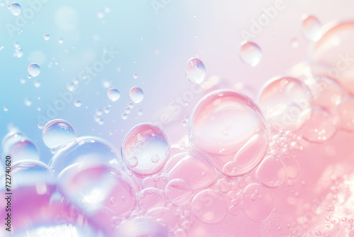 Abstract background with soap bubbles and water droplets. Soft colors. Background image. Created with Generative AI technology