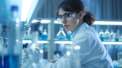 portrait of a female researcher carrying out experiments in a lab